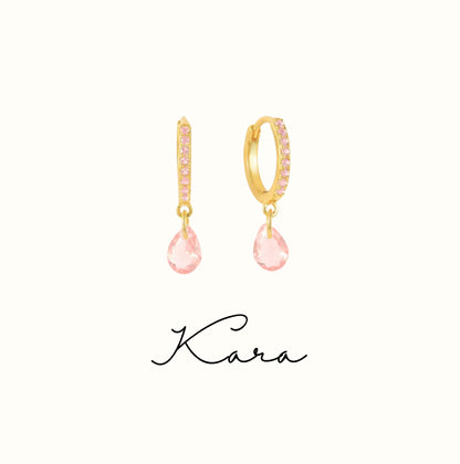 Kara Pink Teardrop Huggie