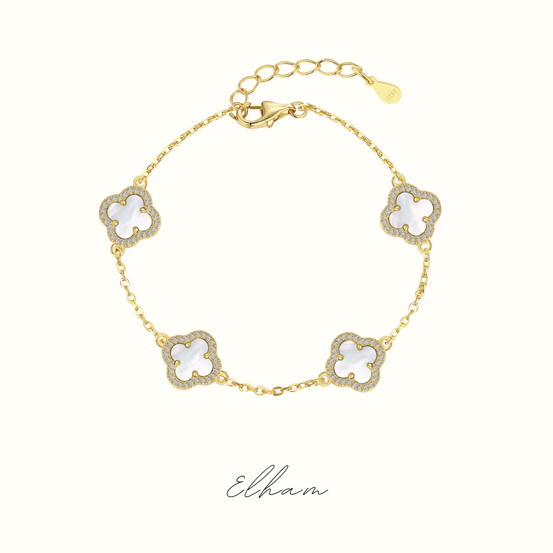 Elham White clover bracelet